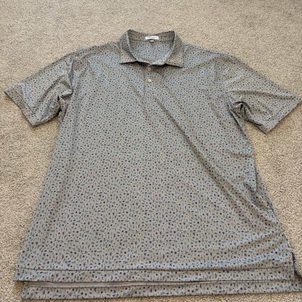 Peter Millar Summer Comfort Polo Shirt Mens 2XL XXL Western Print  Horse Cowboy